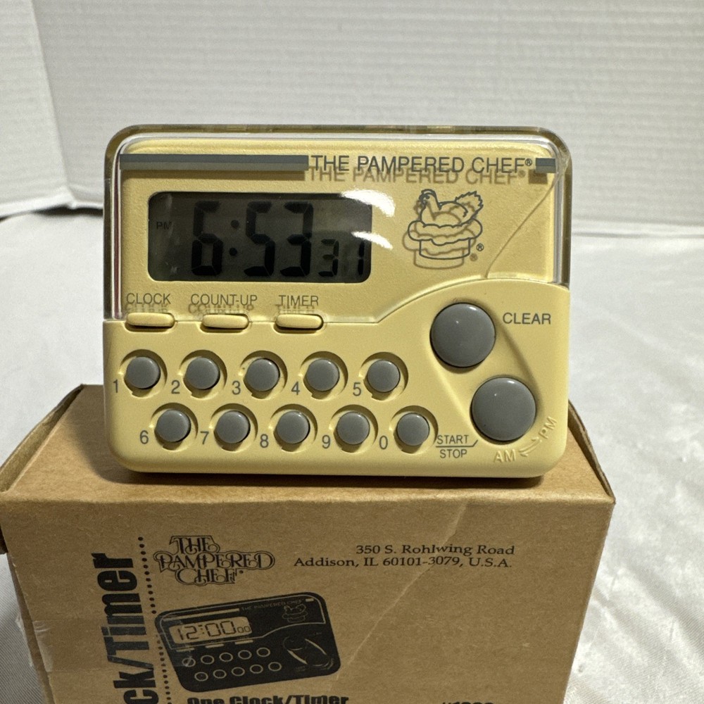 Retired The Pampered Chef # 1900 Digital Kitchen Clock Timer Tested/Working