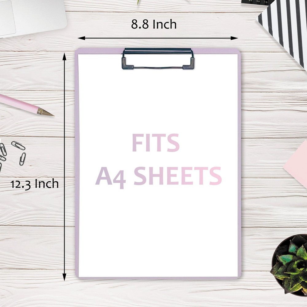 Assorted Color Plastic Clipboards 4-Pack, Low Profile Clip for Students, Office