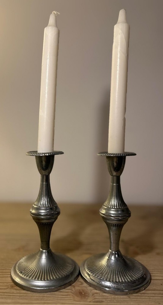 x2 Vintage Ian Heath Silver Plated Candlestick Holders