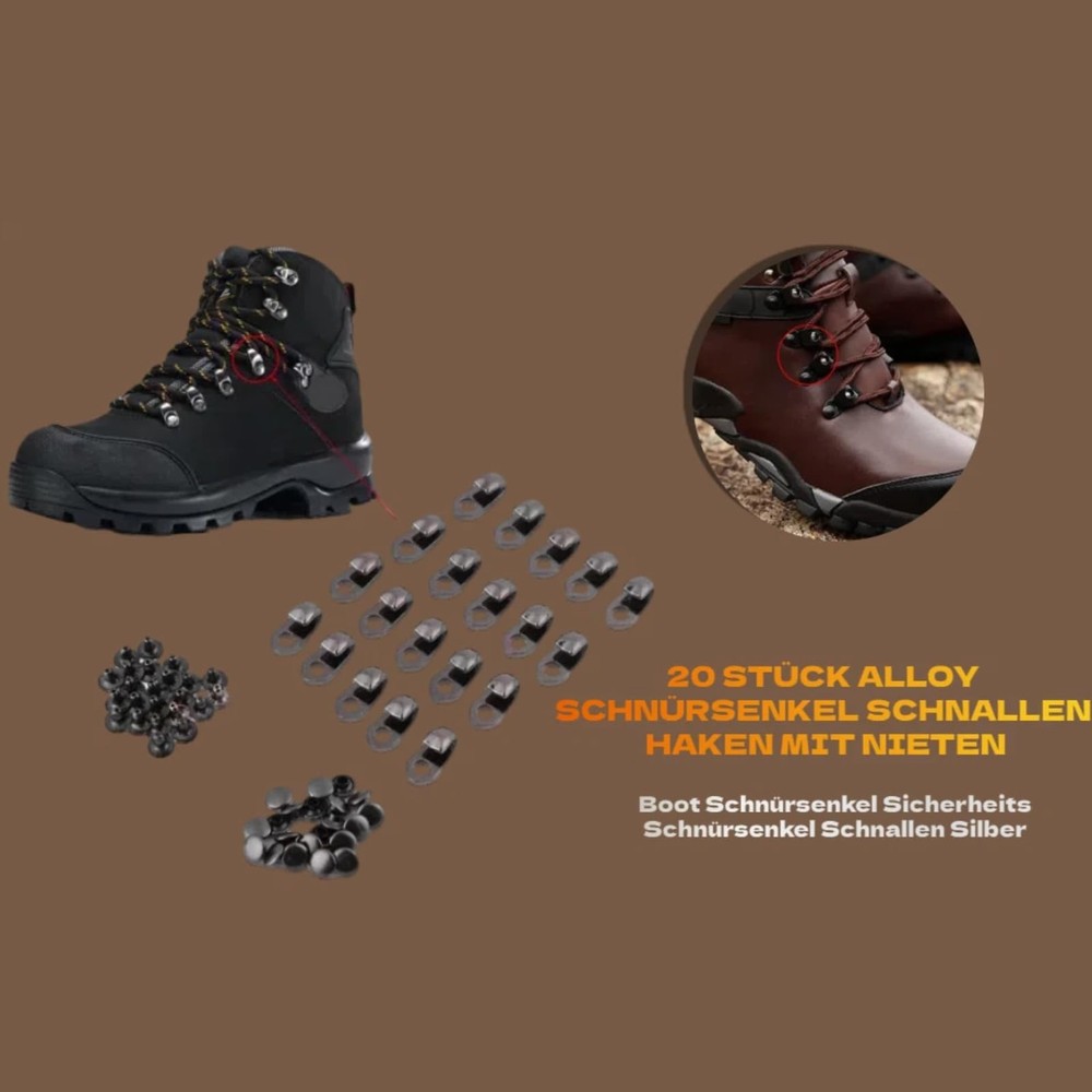 20 Pack Boot Lace Hooks Repair Kit with Rivets