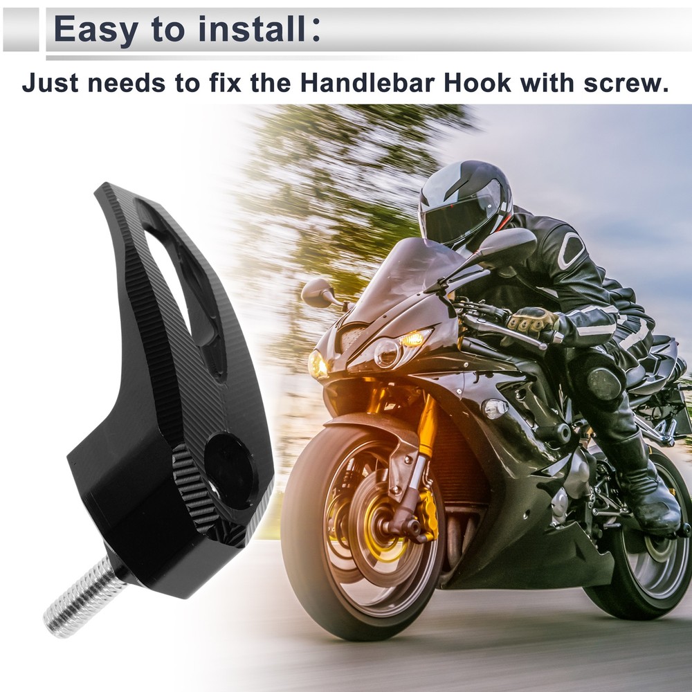 Rectangular Motorcycle Hook with Screw and Key 1 Set Black
