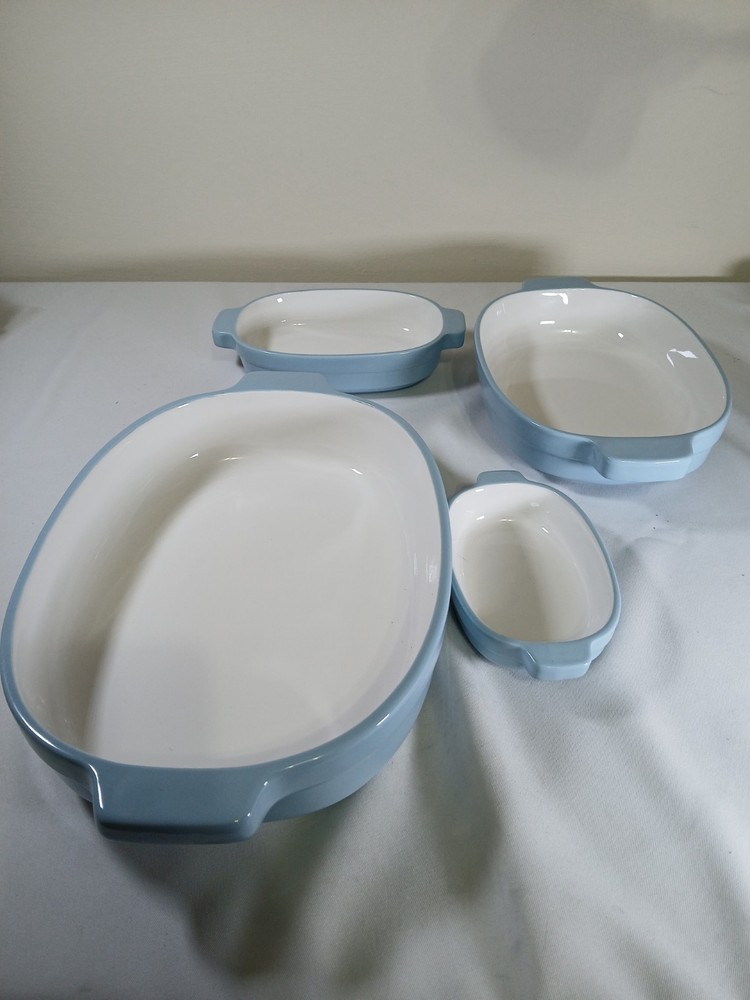 HTF KitchenAid Azure Blue Nesting Ceramic Nesting Casserole Dishes Set Of 4