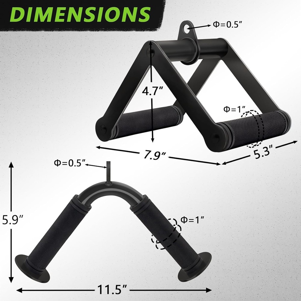 Double D Row Handle & V Bar Combo - Unisex Steel Workout Attachments