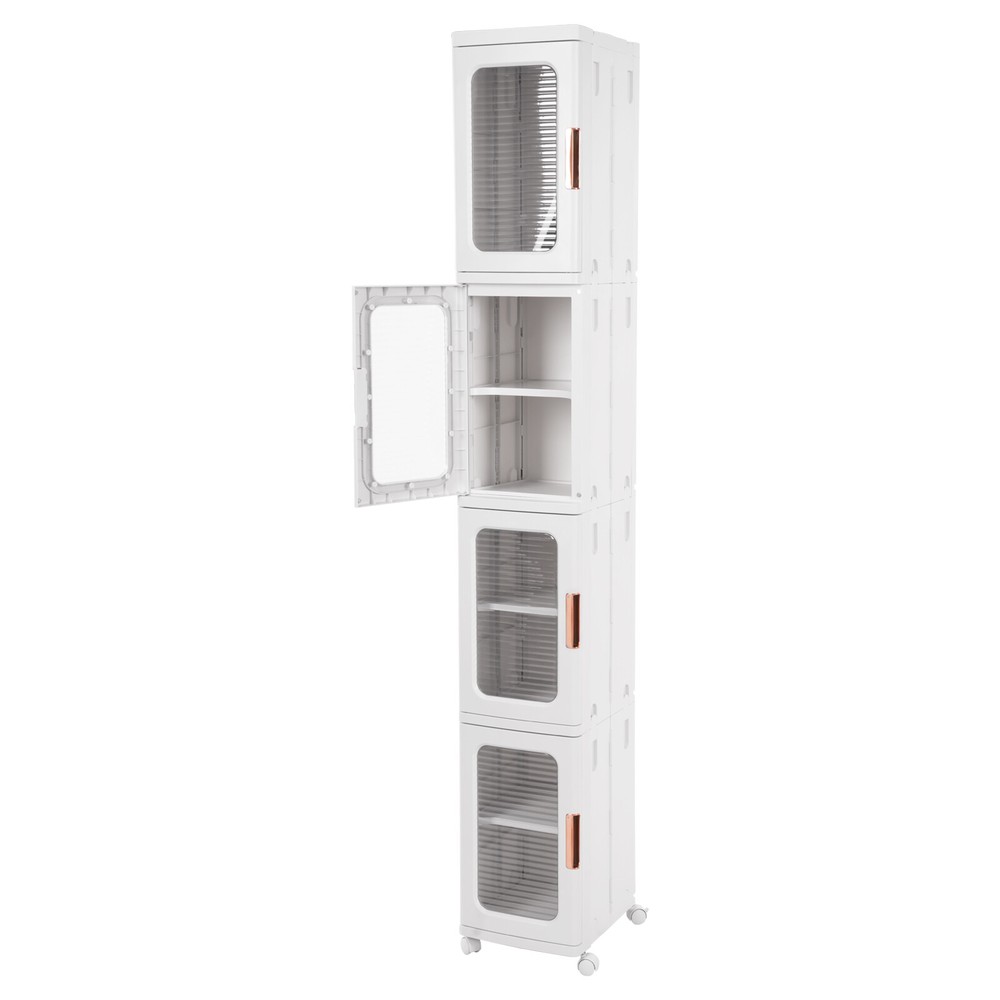 4-Tier Slim Mobile Storage Cabinet - Stylish Organizer for Space Saving