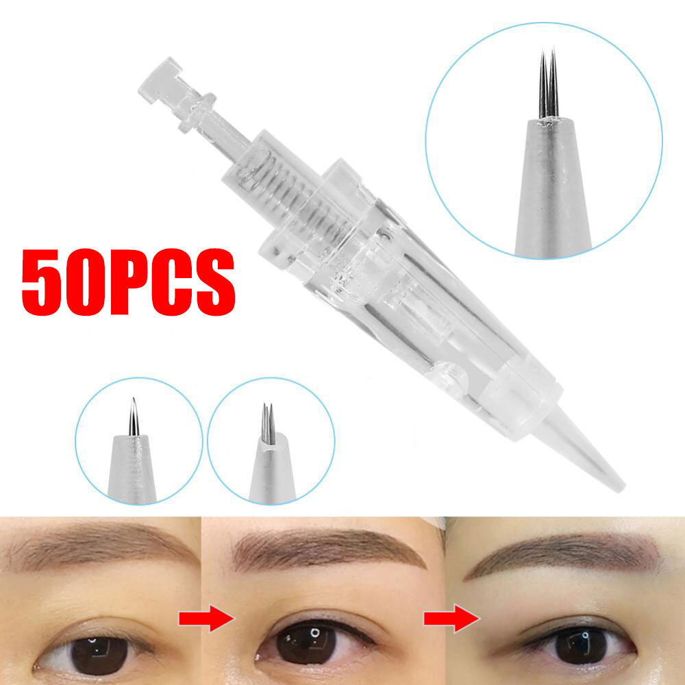 50pcs Tattoo Cartridge Needle Permanent Makeup Eyebrow Needle for PMU Brows Lips