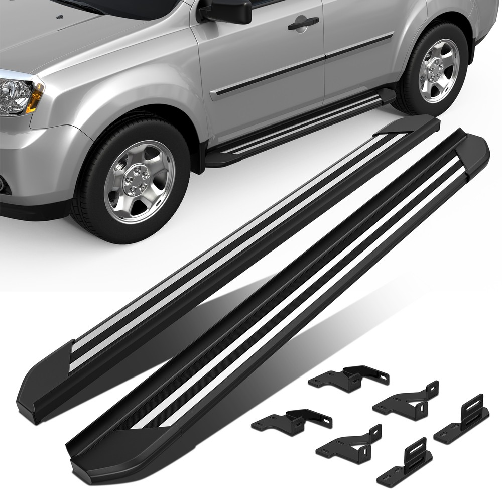 Pair 4" Aluminum Running Boards Side Steps Nerf Bars For 2009-2015 Honda Pilot