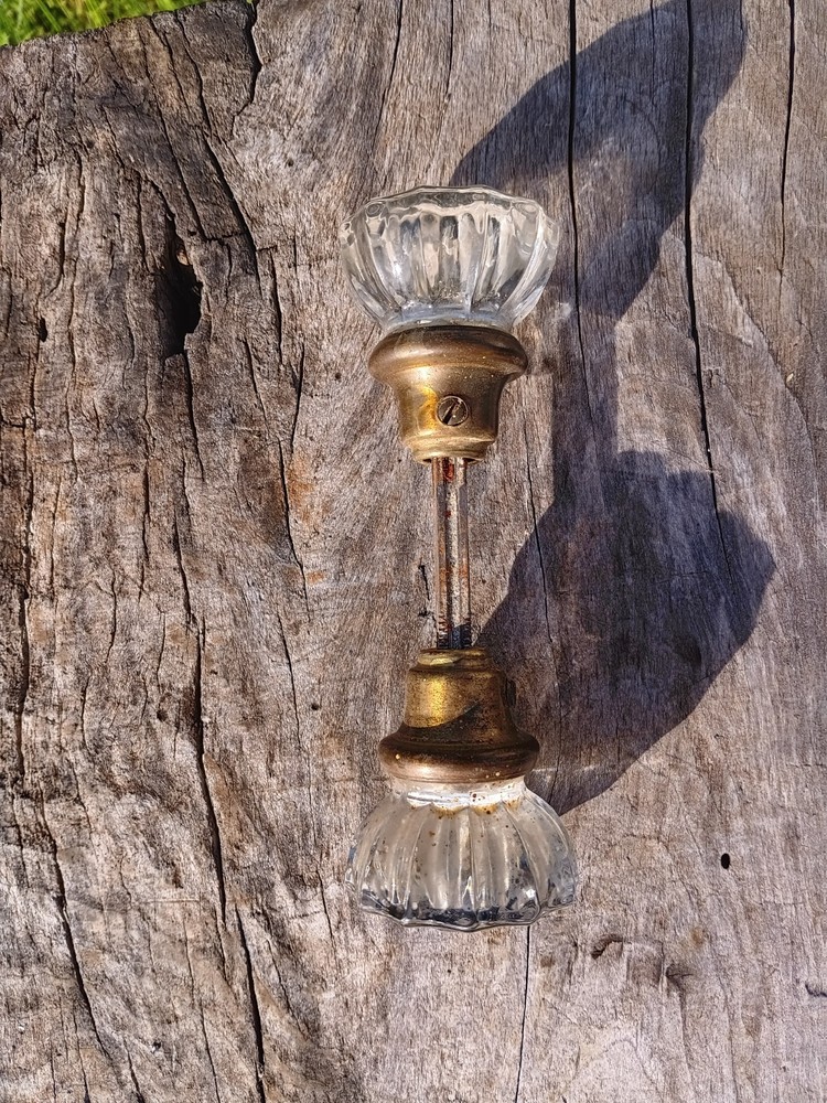 Vintage Art Deco Glass Door Knobs Pair