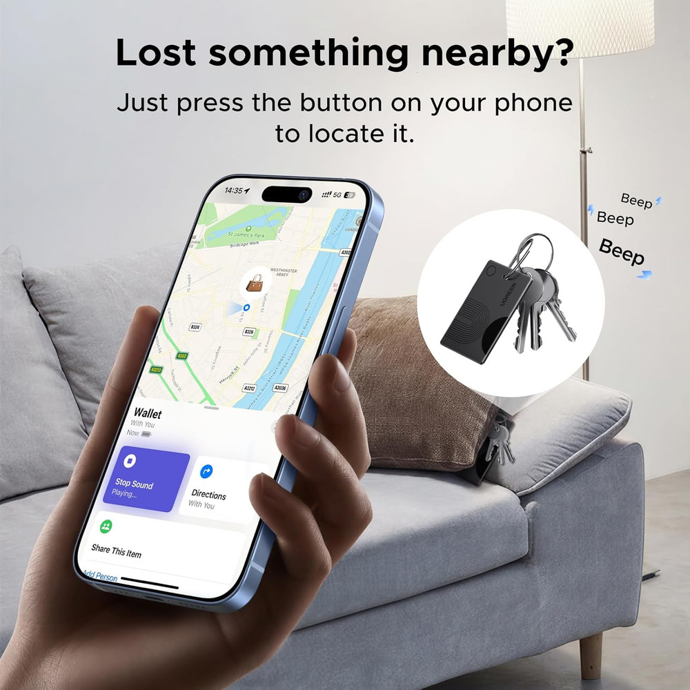 UGREEN Finetrack Slim Wallet Tracker Card (Ios Only), Bluetooth Air Tracker Tags