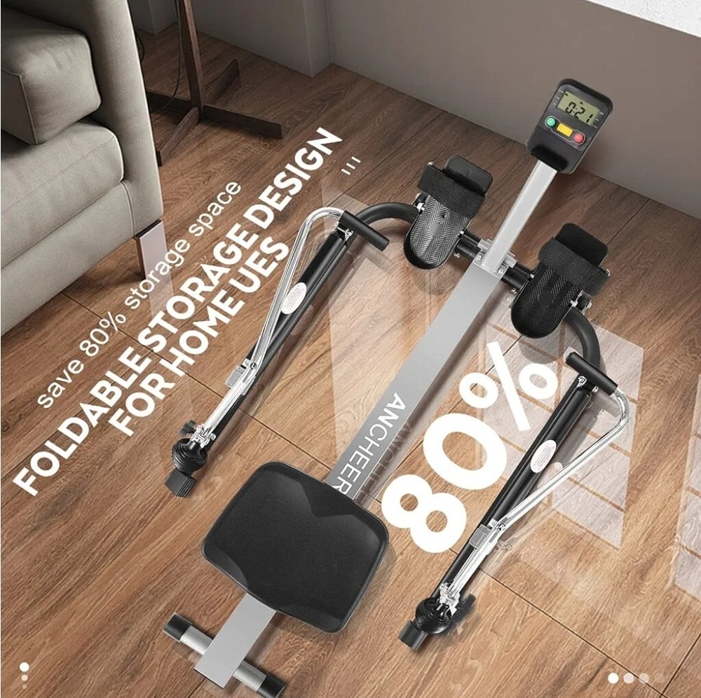 ANCHEER Rowing Machine, Hydraulic Rowing Machines for Home Use Foldable with 12