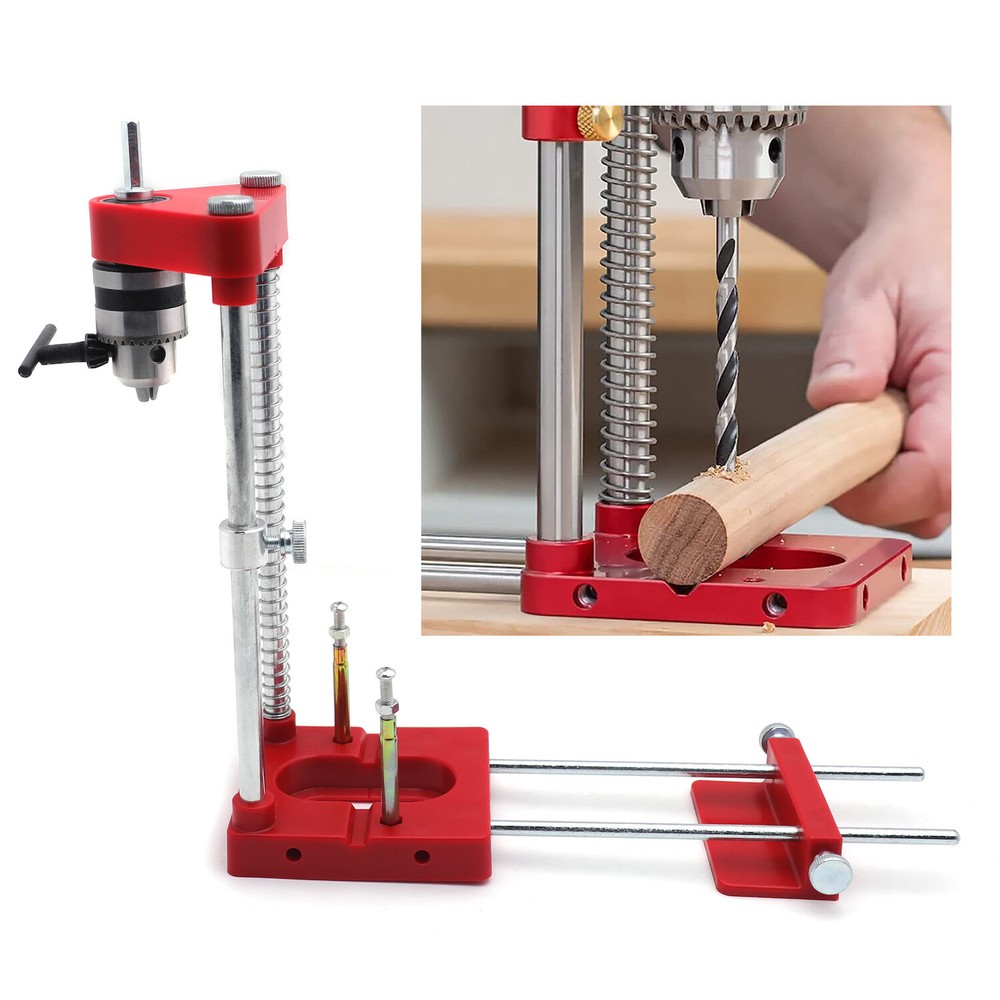 Red Woodworking Punch Locator Drill Guide Adjustable Hole Drilling Template Tool