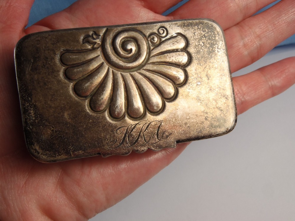 Antique 1892 Howard Co Sterling Silver 2 Compartment Stamp Box