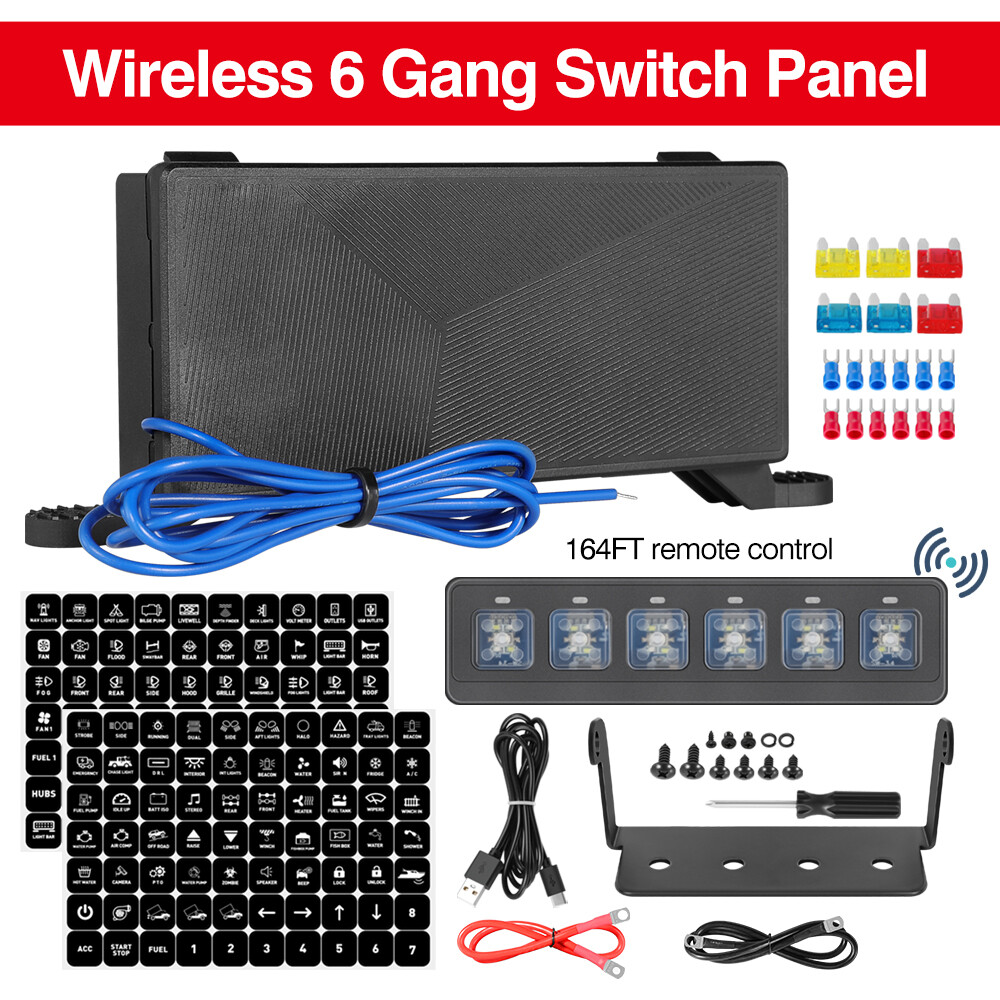 6 Gang Switch Panel Auxiliary Circuit Control Relay System for Jeep Wrangle JK