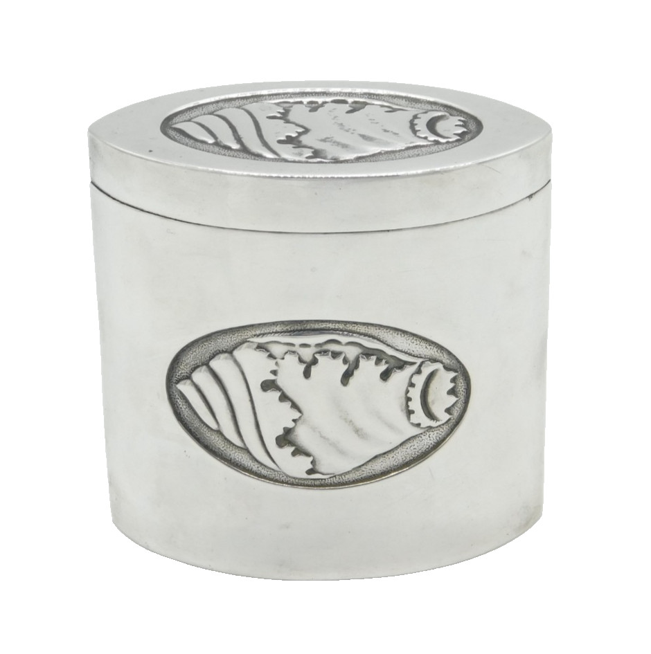 Edwardian Sterling Silver Seashell Pattern Tea Caddy Antique 1902 Sheffield