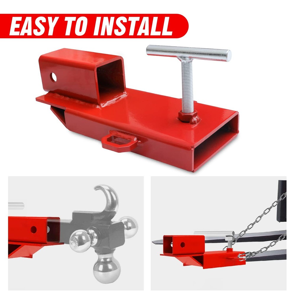 Forklift Trailer Hitch, 2" Receiver Towing Adapter with Chain Red 1PC