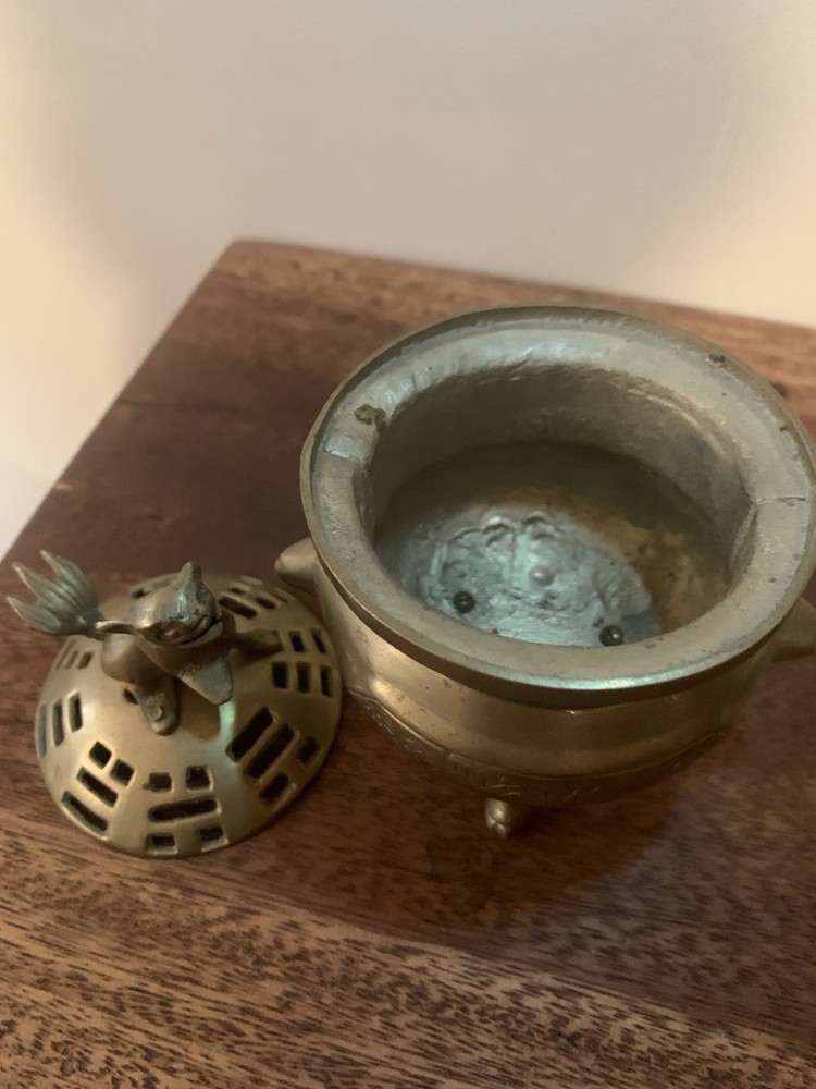 Brass Foo Dog Incense Burner Vintage 7”