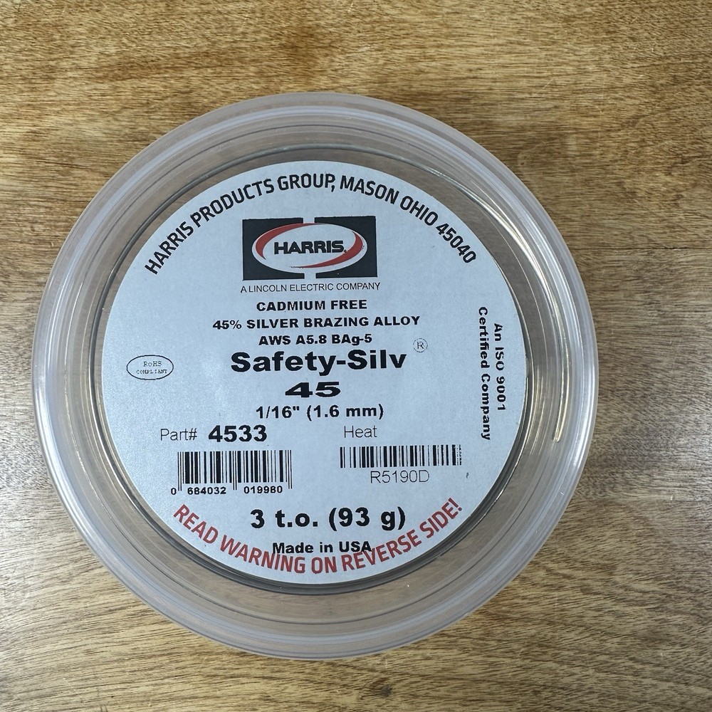 Harris Safety-Silv 45 45% Silver Solder Brazing Alloy 3 Troy Ounce