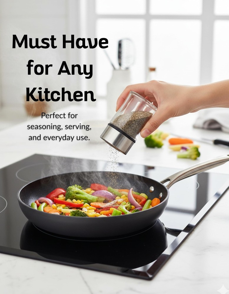 Multi-Function Stainless Steel Salt & Pepper Shaker with Adjustable Sprinkler...