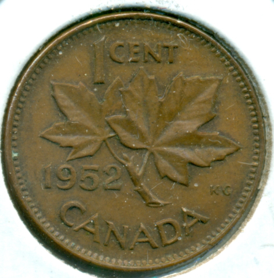 1952 CANADA SMALL CENT, ALMOST UNCIRCULATED, GREAT PRICE!
