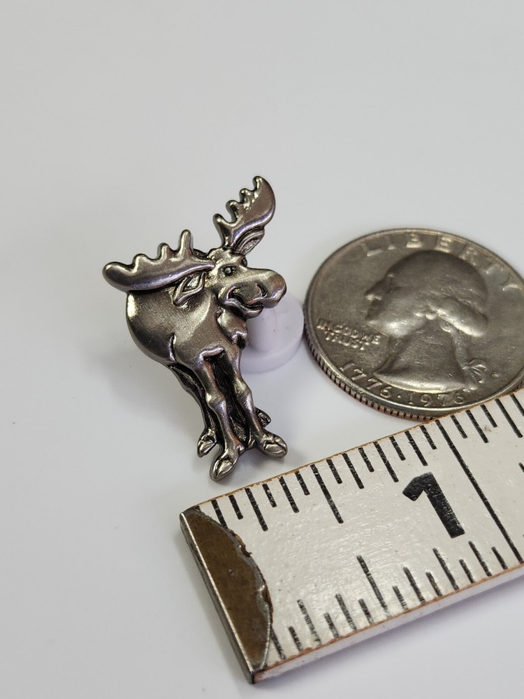 Moose Lapel Pin Silver Color Metal *