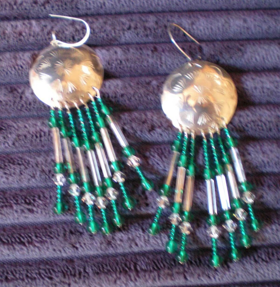 Sterling Silver and Glass & Seed Bead Earrings e104