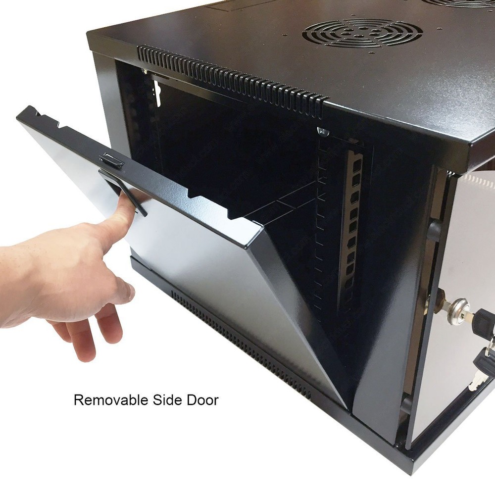 4U E-Pro Series Wall Mount Cabinet Rack Enclosure - Black - Electriduct