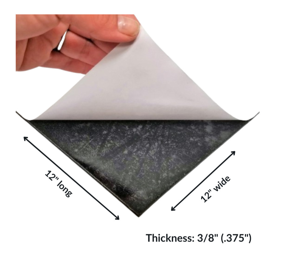 Neoprene Solid Sheet with PSA 3/8" Thick x 12" wide x 12" long 60A Duro, Black