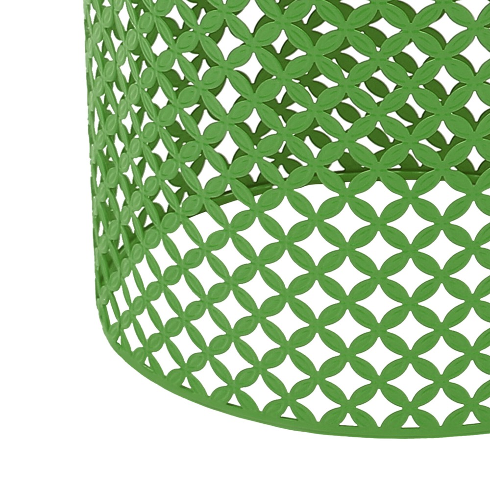 2PCS Green Side Table Metal Frame Accent Table Modern Openwork Pattern End Table