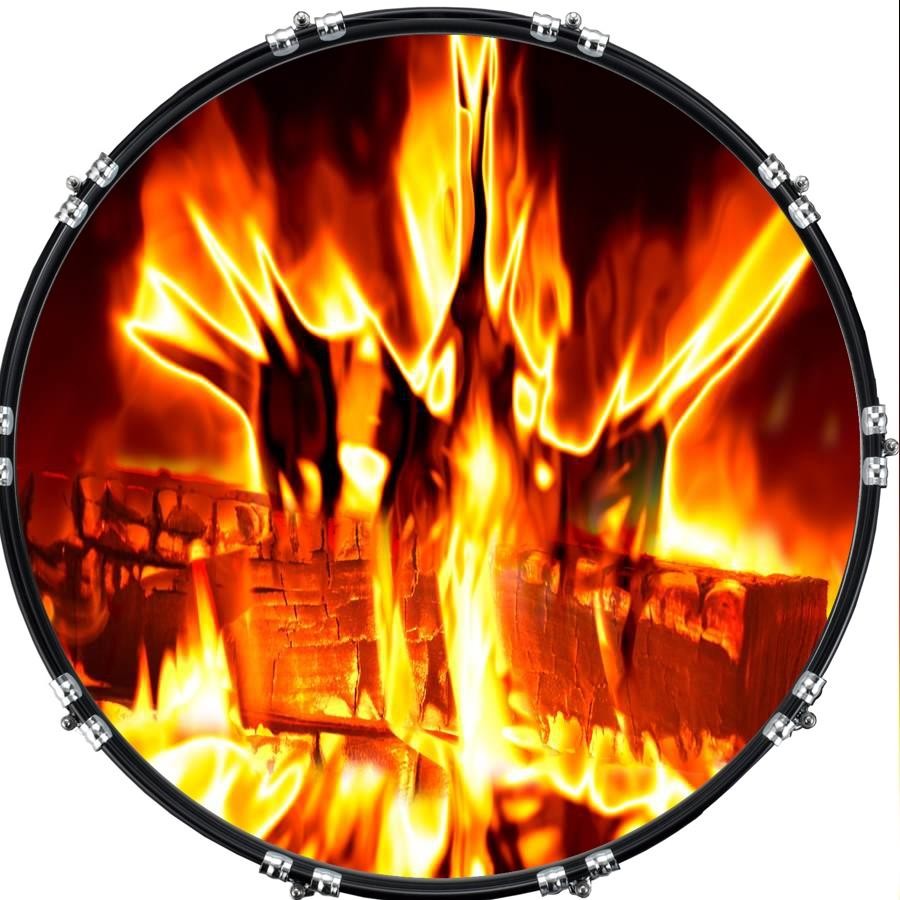 Custom 22" Kick Bass Drum Head Graphical Image Front Skin Fire 5