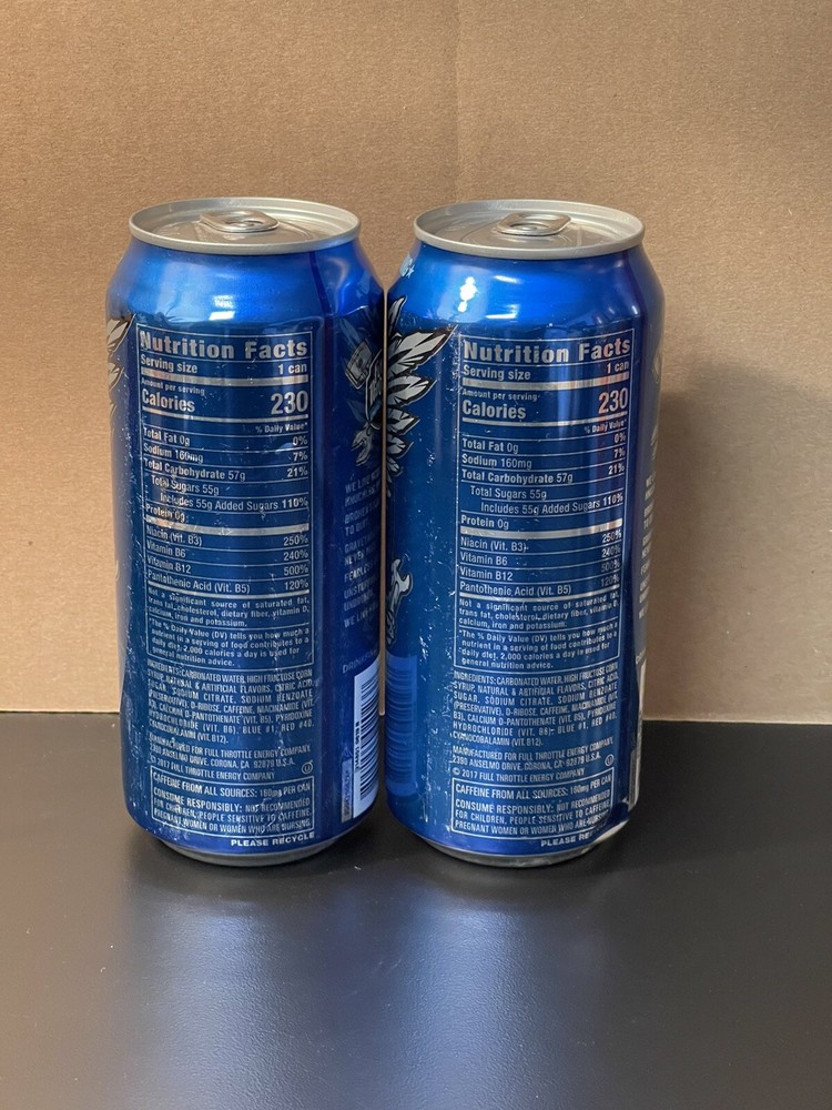 Two (2) Full Throttle Blue Agave Full 16oz Cans Old Design