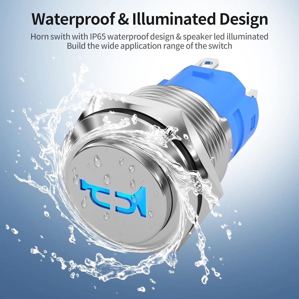 Horn Button 12V Marine Horn Button 16MM Momentary Push Button Switch Stainless S