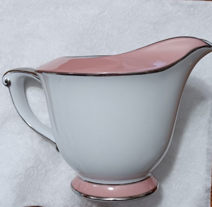 Vintage Sango Rhapsody creamer Pink & White Platinum Trim