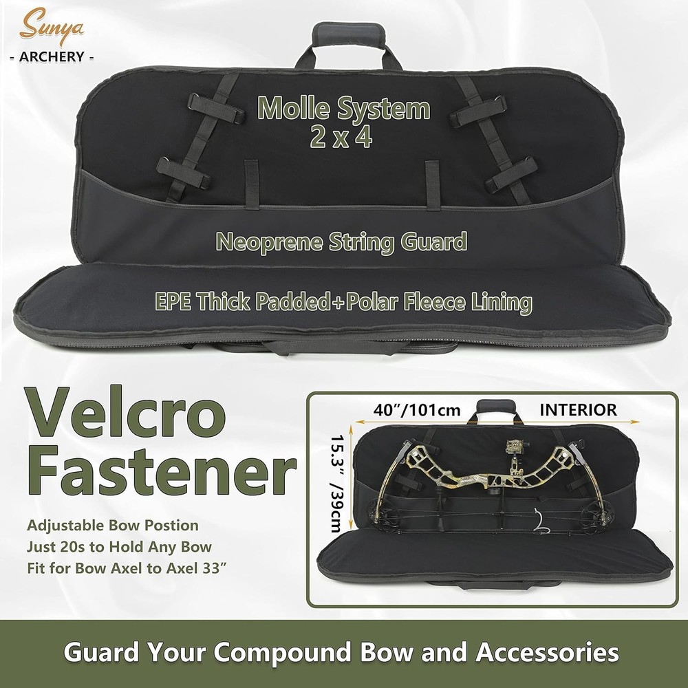 Compound Bow Case with Molle System - Neoprene Bow String Protection & Padded...