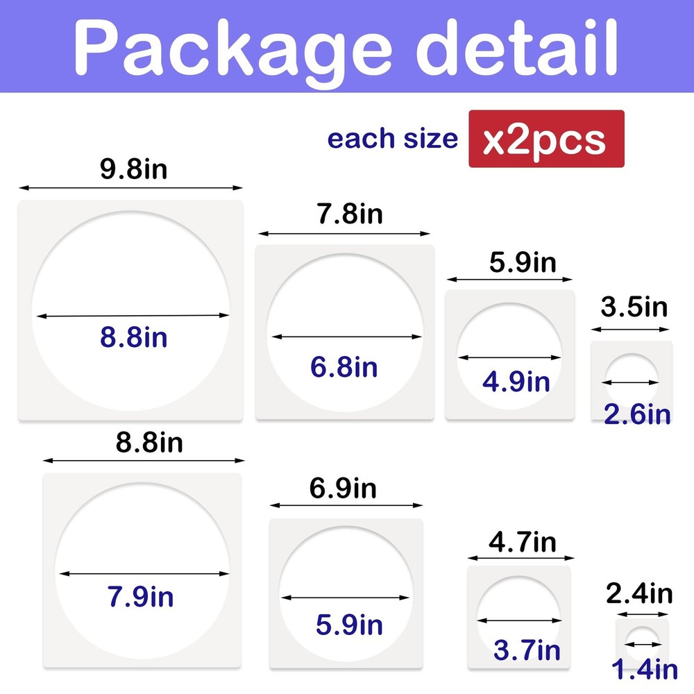 Circle Stencils for Drawing,16 Pcs Plastic Large to Small Different Sizes Cir...