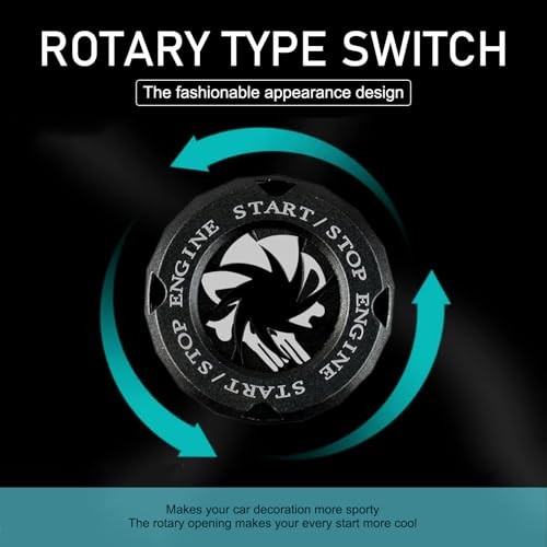 Push Start Button Cover, Personalized Skull Rotary Type Ignition Switch