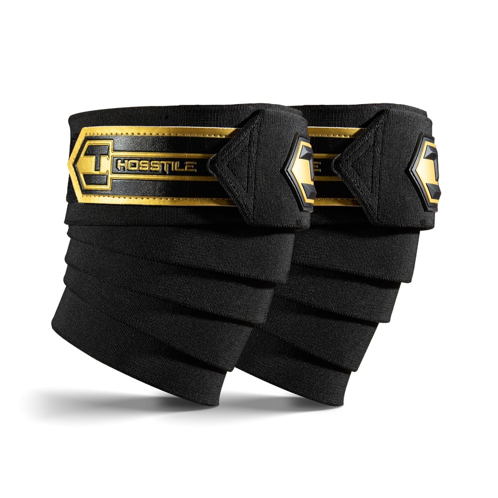 Heavy Duty Knee Wraps (Pair) – Stiff, Durable Cotton-Polyester Blend, Hook an...