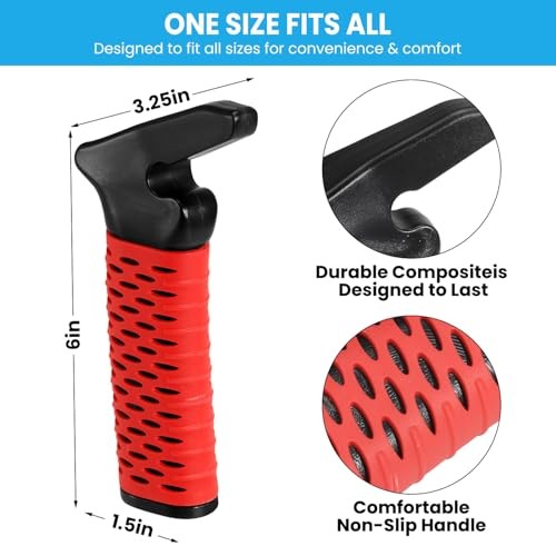 Car Door Handle for Elderly, Car Handle Assist Support, 2 Pack with Strap Red