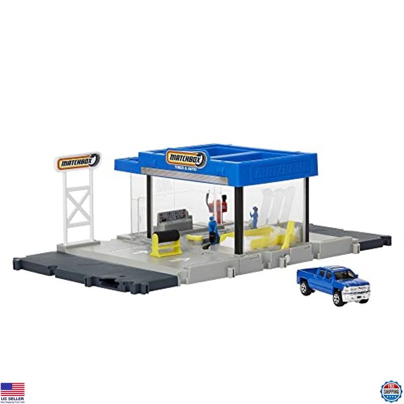 Matchbox Action Drivers Auto Shop Playset with Chevy Silverado & Interactive