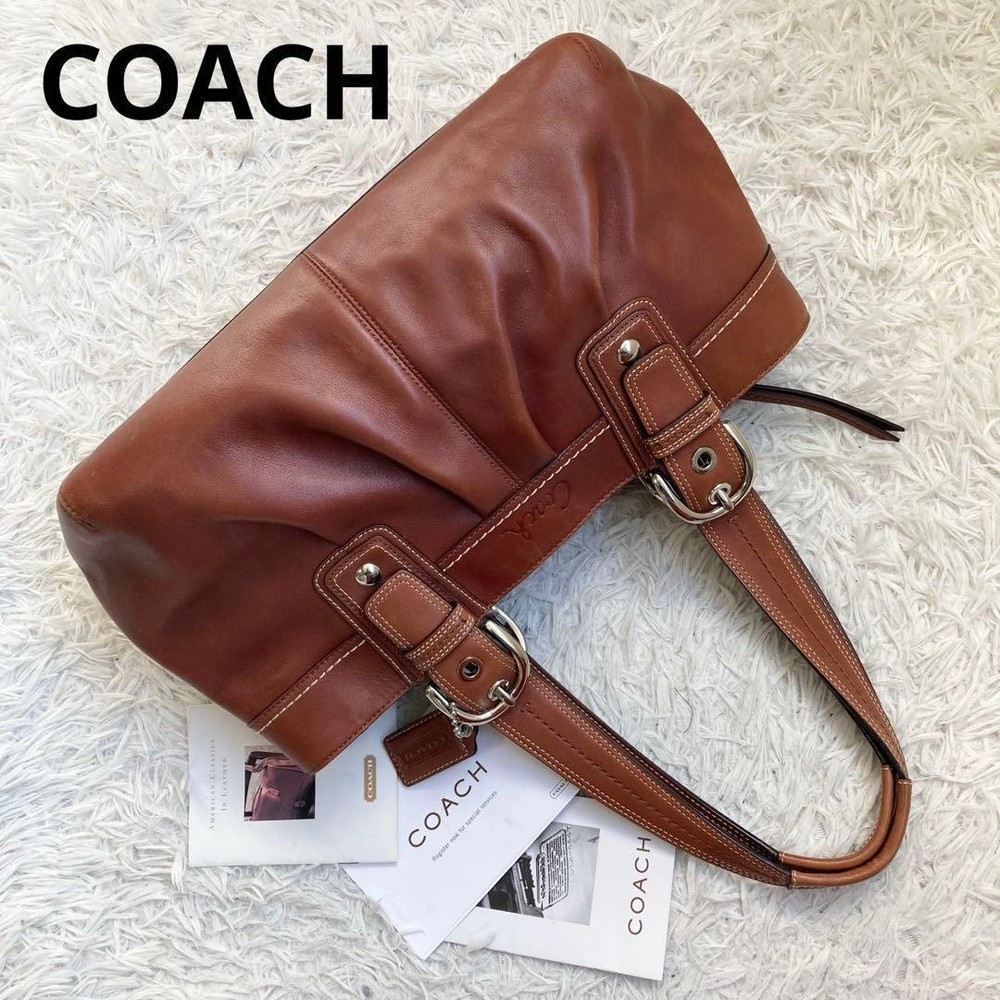 Coach Mini Boston Handbag Brown Leather Authentic