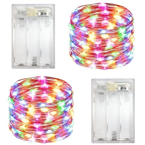 2 Pack with Timer Function Battery Operated Dewdrop Led Lights,Mini Multicolor
