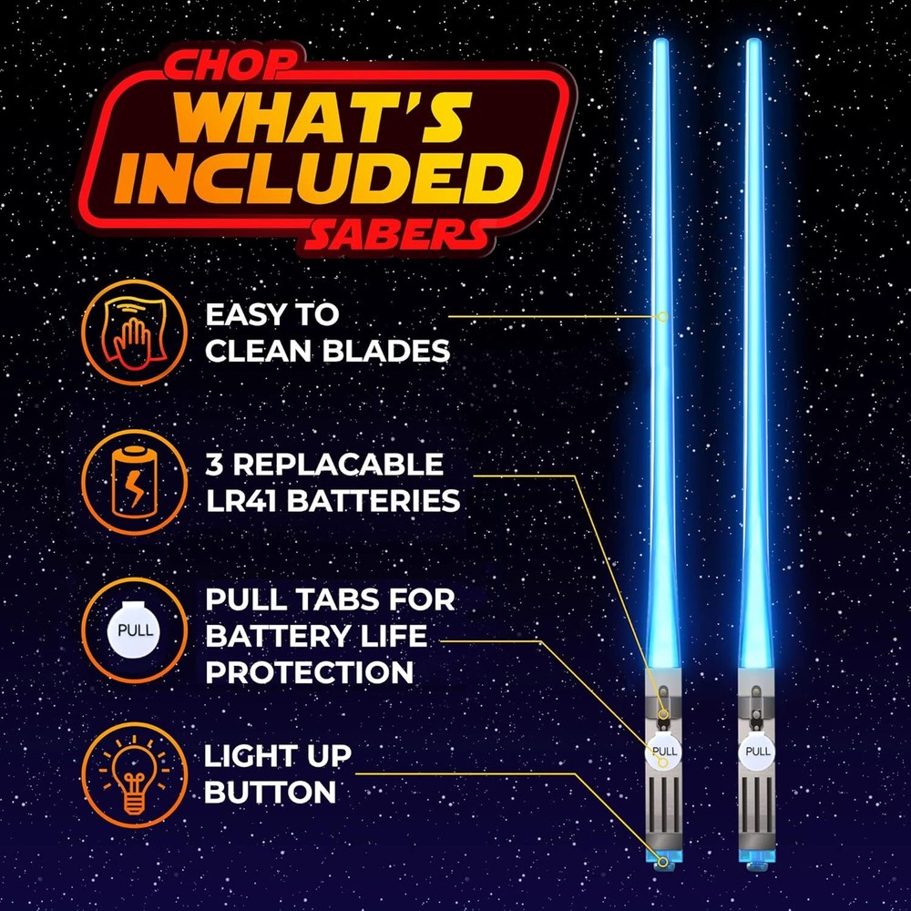 Lightsaber Chopsticks Light Up, Star Wars Blue & Red