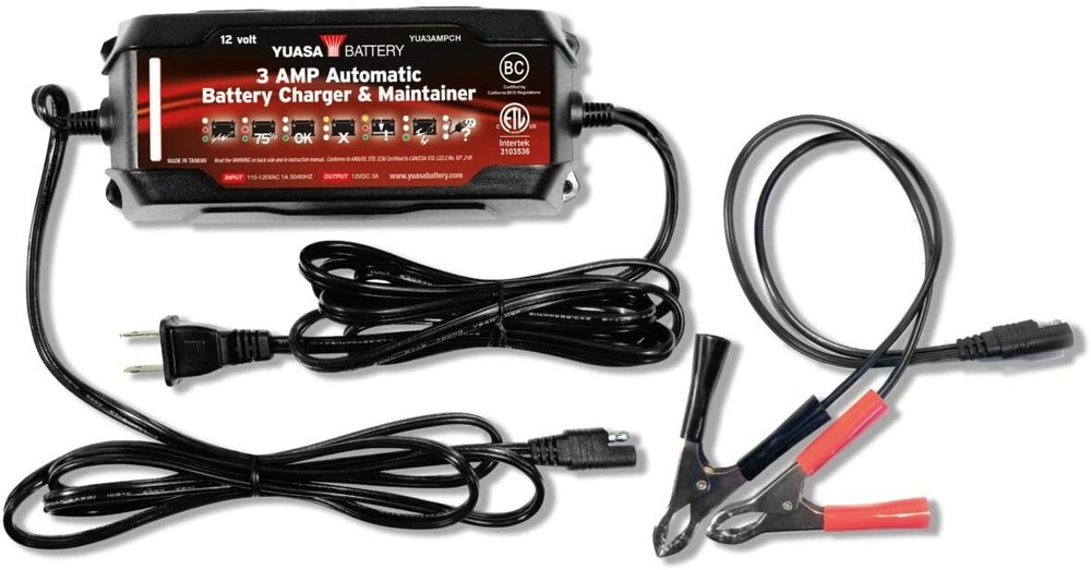 YUASA Automatic Battery Charger and Maintainer - 3 A - 12V