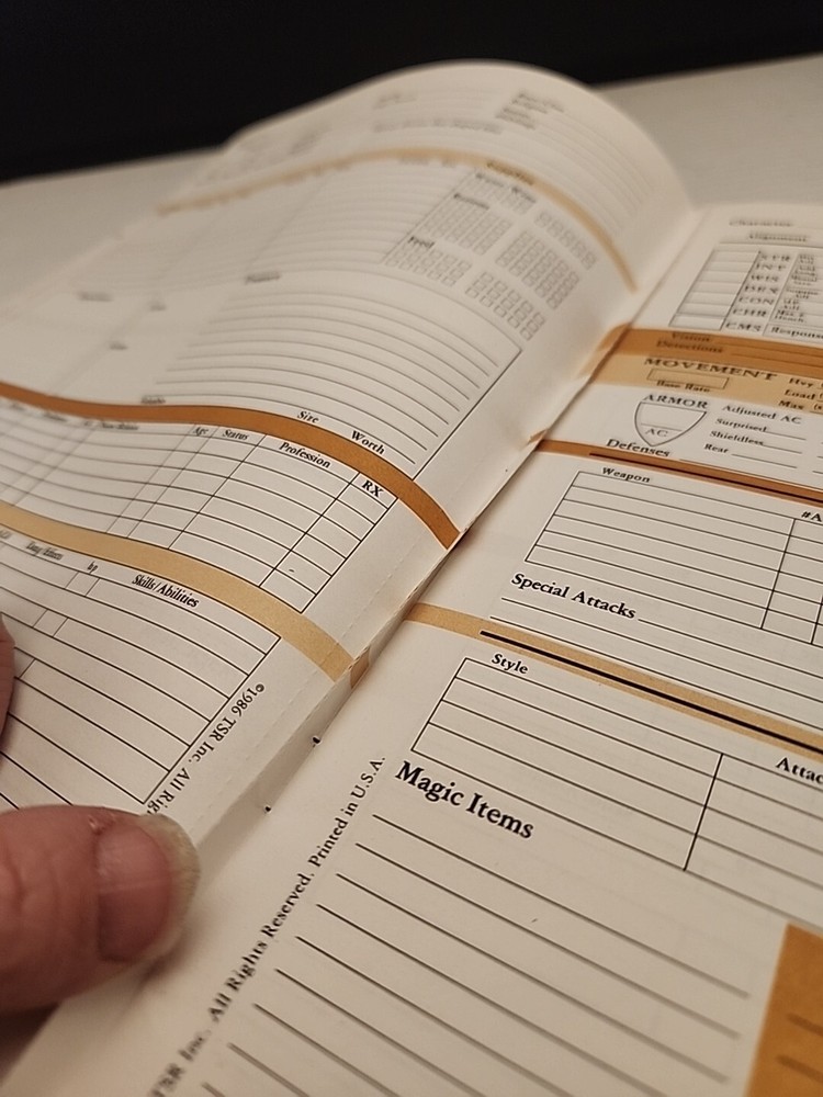 9028 Advanced D&D REF2 Player Character Record Sheets TSR 1986