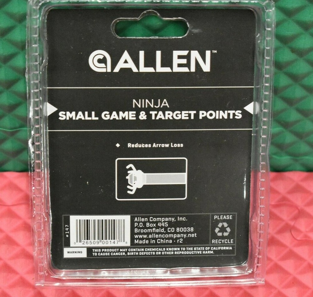 Allen Ninja Small Game and Target Points 100 grain 3 Ct 147