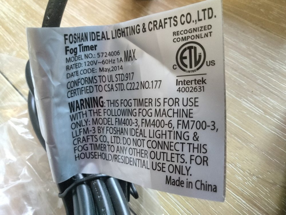 Fog Machine Timer - Manual Control Open Box AMSCAN - Pre-owned