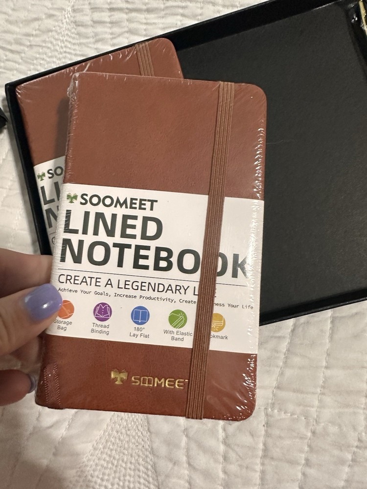 Soomeet 2 Pack Lined Mini Journals & Pen In Gift Box