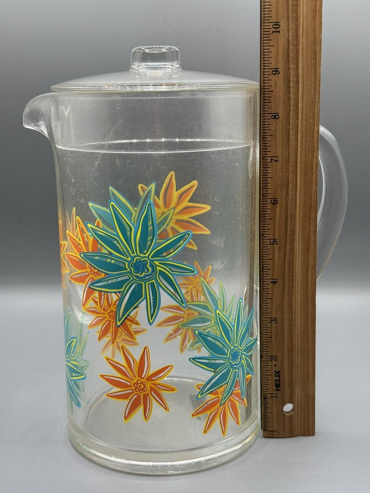Vintage MCM Plastic Floral Pitcher
