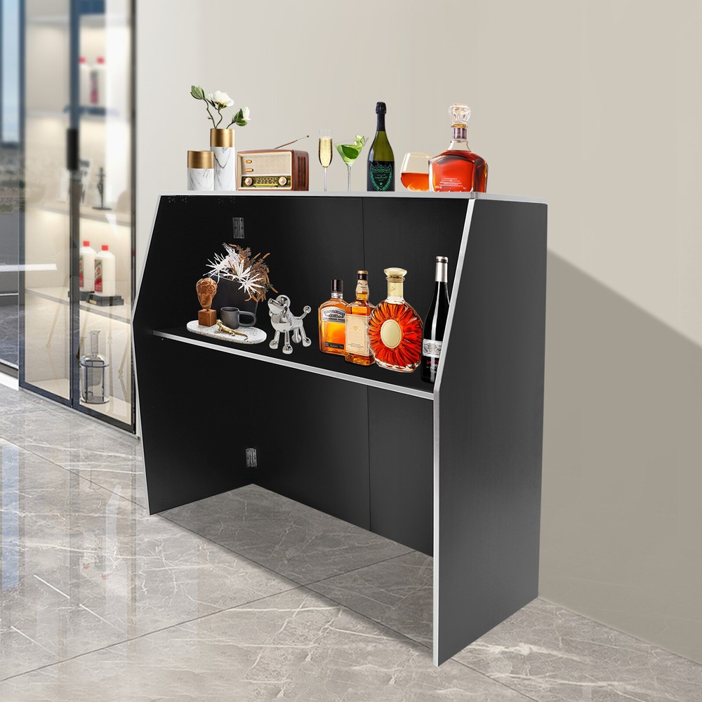 Portable Bar Cabinet Foldable Bar Portable Event Bar Rectangular Freestanding