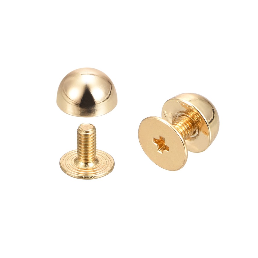 8x5mm Screw Back Rivets Round Head Leather Studs Gold Tone/20Sets