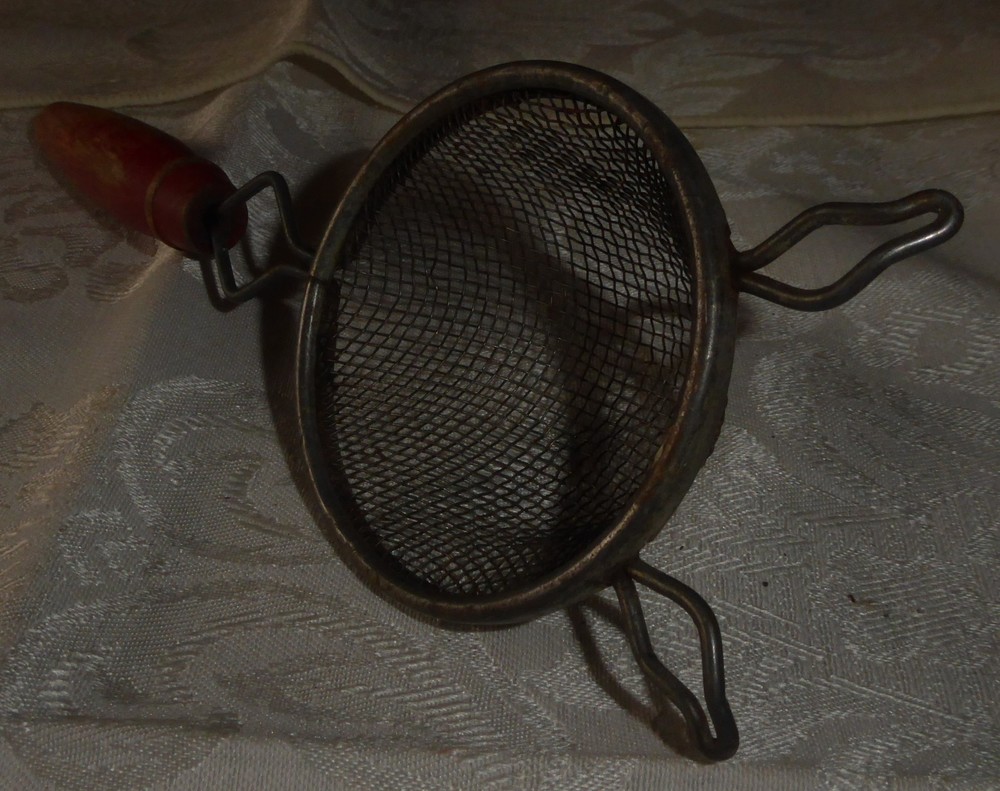 Vintage Wood Handle Wire Mesh Strainer