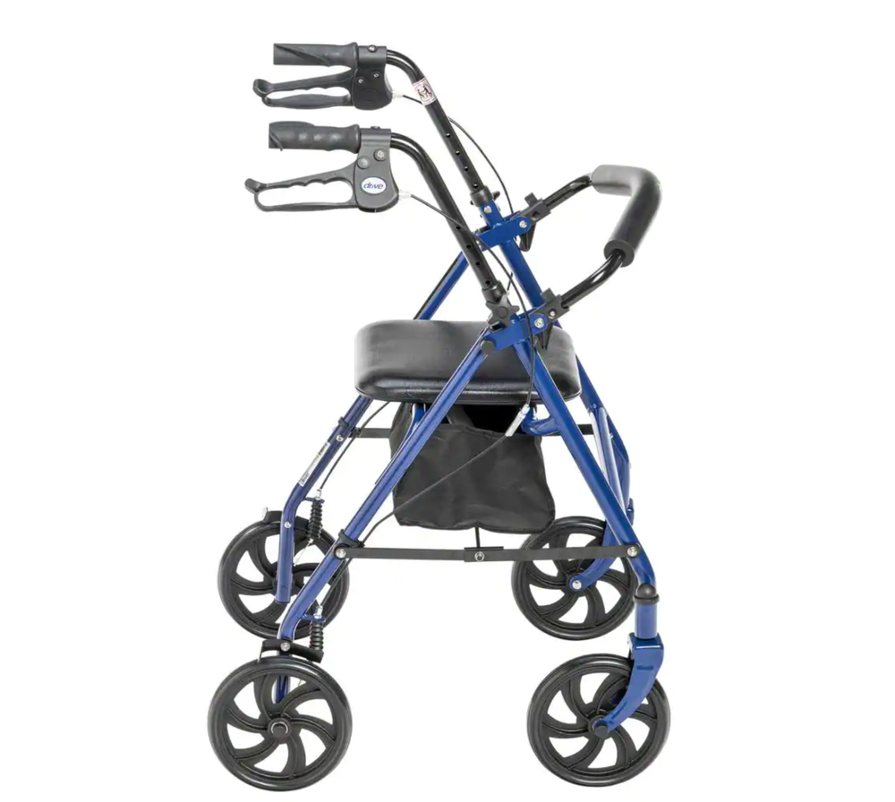 4-Wheel Walker Rollator Fold Up Removable Back Support Walking Assist Blue